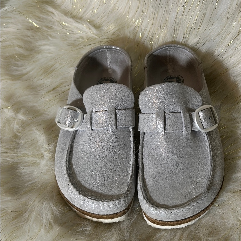 Silver Birkenstock Woman’s Loafers